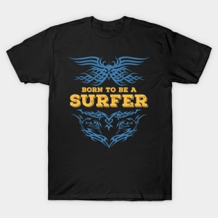 Born to be a SURFER Emblem tattoo style T-Shirt